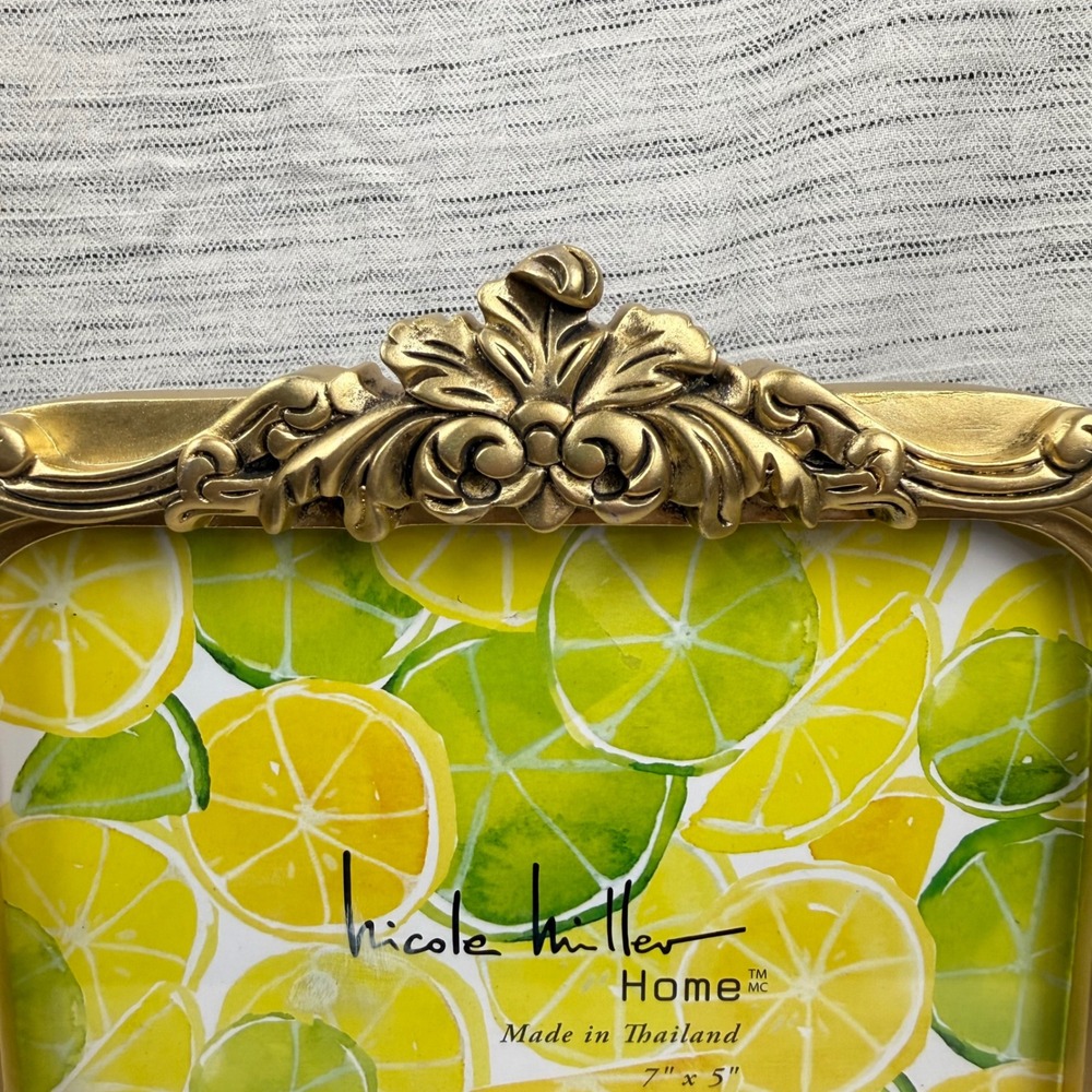 NEW Nicole Miller Home 5x7 Gold Landscape Photo Frame Regency Ornate Cottagecore - Picture 2 of 7